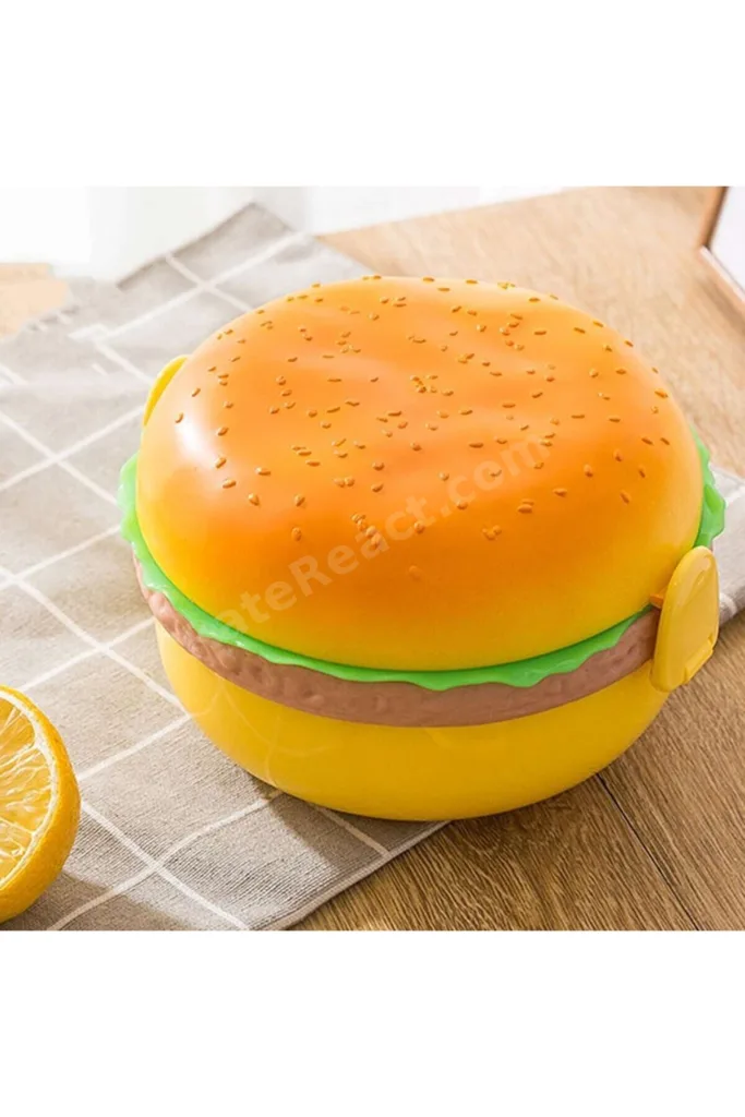 Pratik Hamburger Görünümlü Okul Beslenme Ve Saklama Kabı