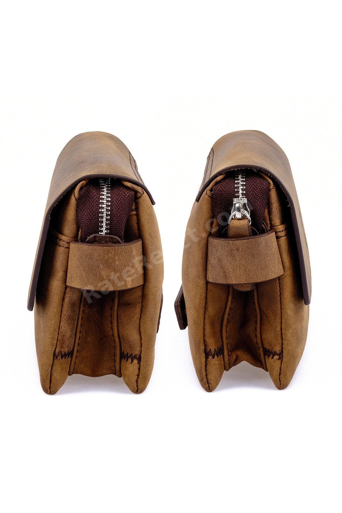 Erkek Portföy El Çantası Clutch Koyu Camel Hakiki Dana Deri Crazy Horse 9288-zkc