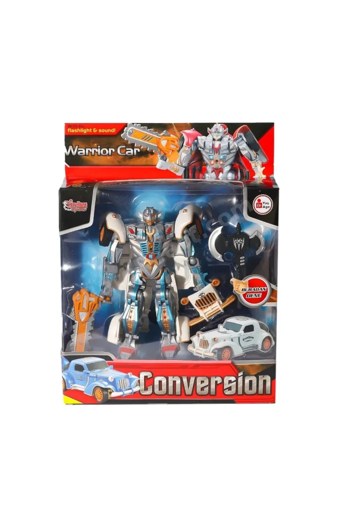 HW-668-1-2 Işıklı Dönüşebilen Robot Araba -Vardem