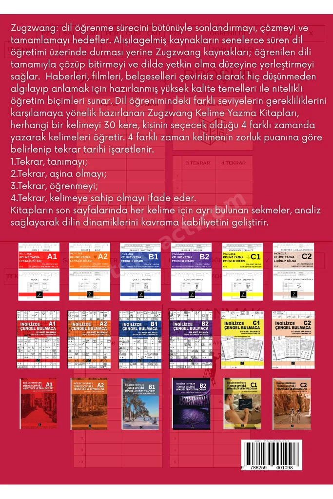 A1+A2+B1+B2+C1+C2 Arapça Türkçe Etkinlik Kitabı Seti 6'lı Set