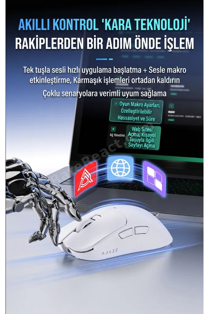 Aj200 NL AI Yapay Zeka Sesli Komut Destekli Near-Link 3 Modlu Kablosuz Oyuncu Mouse