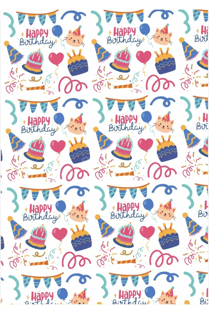 Doğum Gününe Özel Hediye Paketleme Ambalaj Kağıdı 35x50 cm 4' lü Paket (4 Adet)
