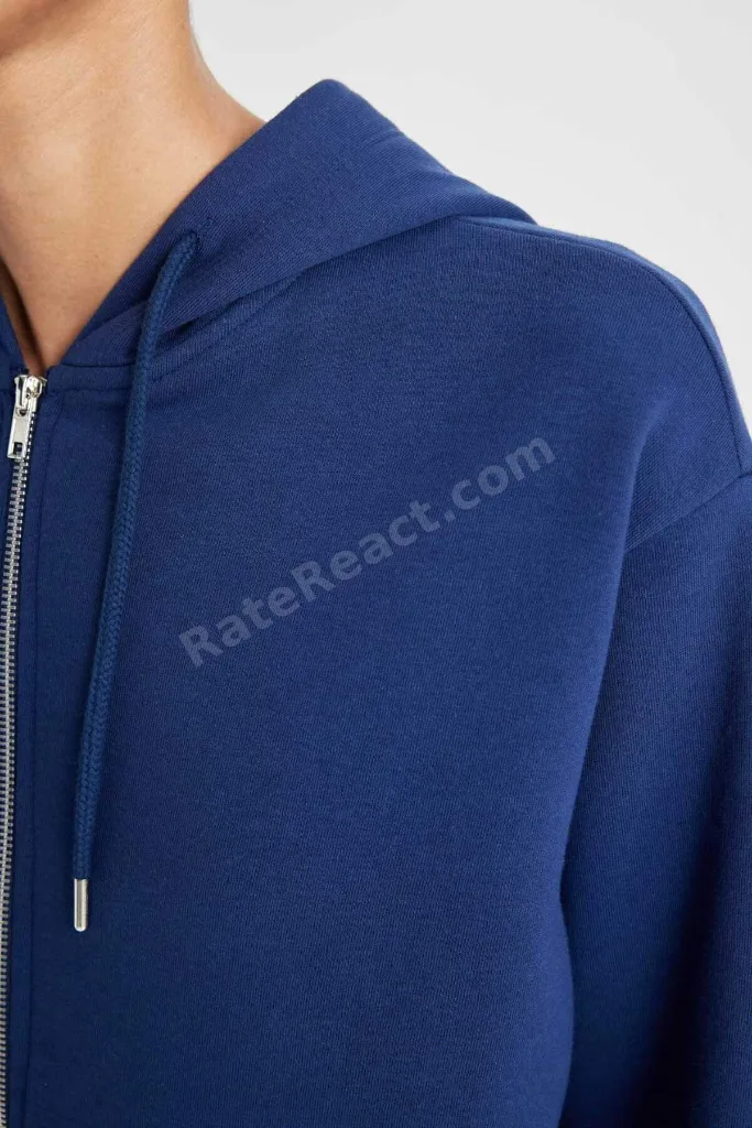 Relax Fit Kapüşonlu Cepli Basıc Fermuarlı Sweatshirt C1809AX24WN