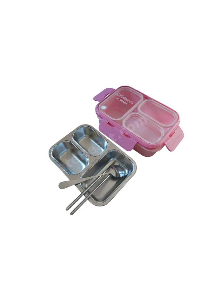 Çelik Beslenme Kutusu Lunch Box Paslanmaz 620 Ml Pembe Xc-7097