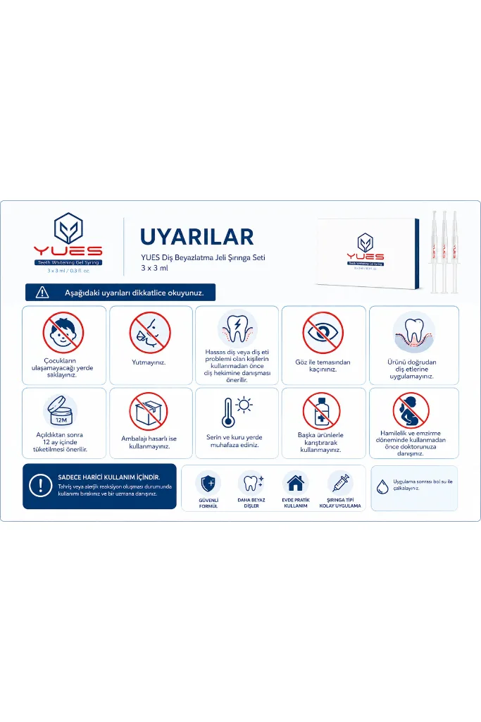 Diş Beyazlatma Jeli Şırınga Seti 3 x 3 ml Teeth Whitening Gel Syringe