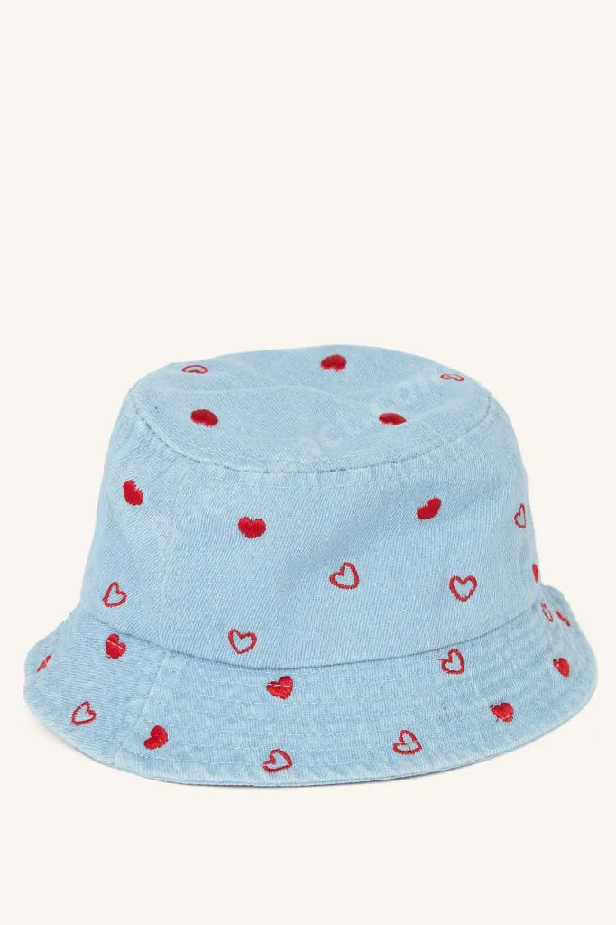 Kız Çocuk Kalpli Jean Bucket Şapka C0589A825SM