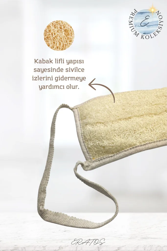 %100 Doğal Kabak Lifli Çift Süngerli Sırt Kesesi - Premium Koleksiyon