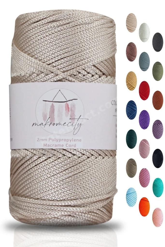Premium 100 gr 120m Polyester Makrome Ipi Sütlü Kahve 2mm Supla Ip Ve Çanta Ipliği