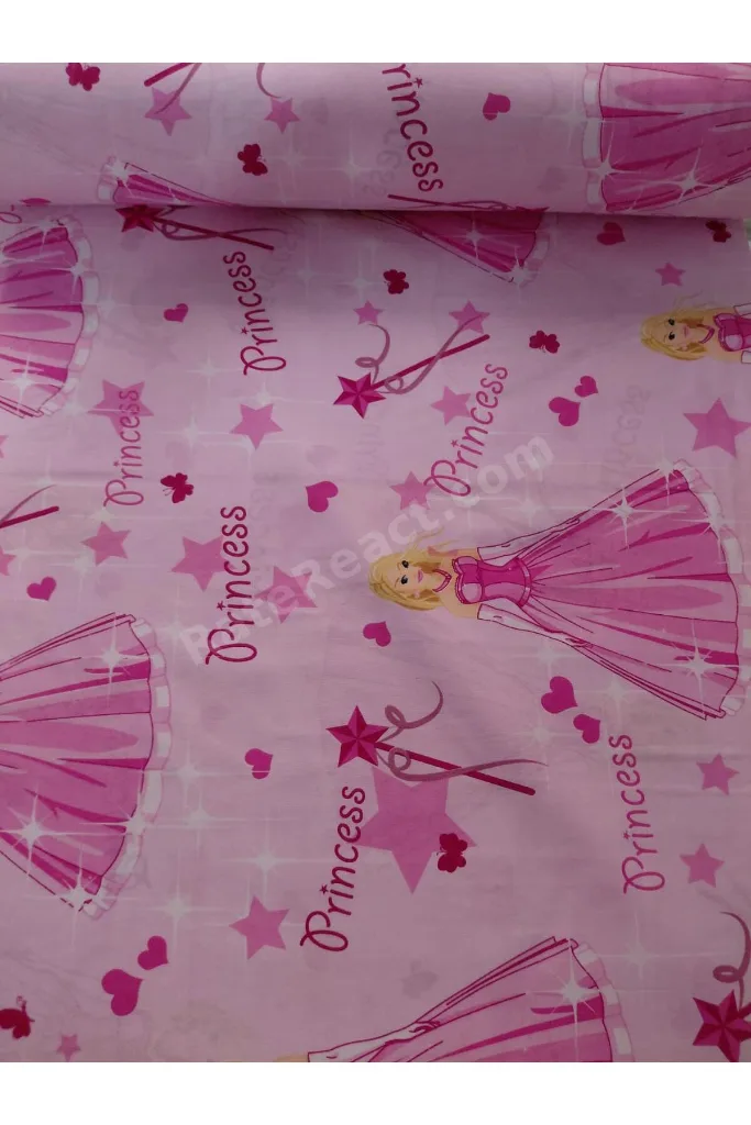 Poplin Pamuklu Prenses Desenli Nevresimlik Kumaş - Metrelik Kumaş 100x240 CM
