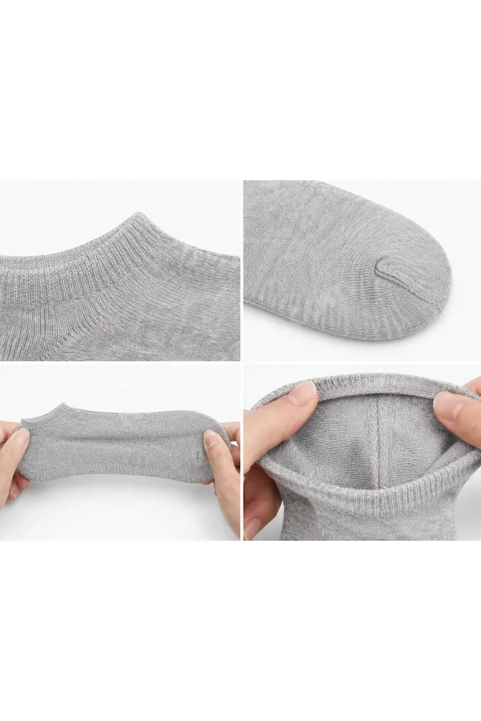 Patik Çorap 6'li Paket Beyaz Siyah Gri Pamuklu Esnek Günlük Kullanım