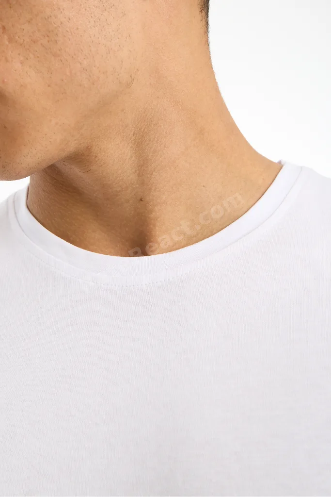 SNÖFLINGA YÜKSEK İSVEÇ KALİTESİ Regular Kesim %100 Pamuk Beyaz Bisiklet Yaka Premium Tişört/T-Shirt