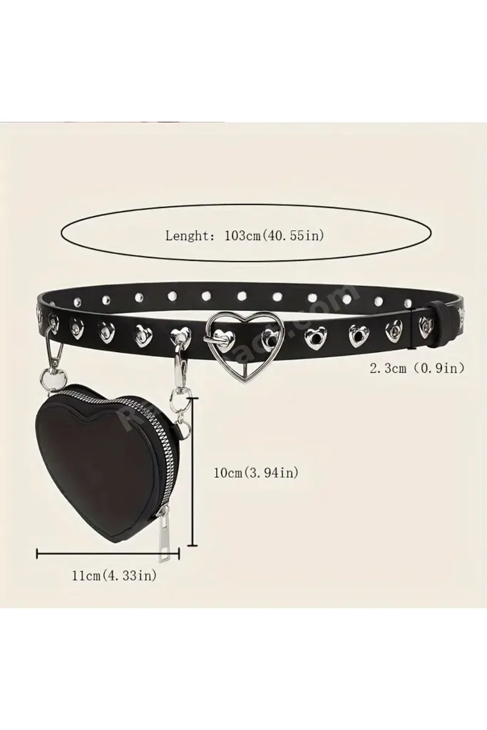 Kadınlar İçin Punk Tarzı Moda Kalpli Kemer ve Ayrılabilir Mini Kalp Bel Çantası