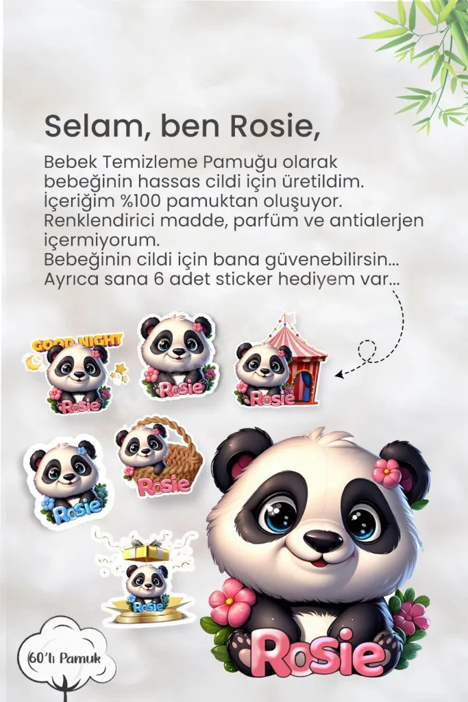 60'lı 18 AL 16 ÖDE Bebek Temizleme Pamuğu ve Rosie Pamuk hediye