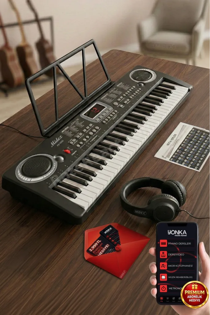 Ps-1500bk-h Başlangıç Için&nbsp;61 Tuşlu Org Kulaklık Notalık Adaptör Öğrenim Metodu