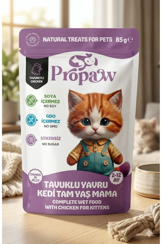 YAVRU KEDİLER İÇİN TAVUKLU TAM BESLEYİCİ POUCH YAŞ MAMA 85 GR