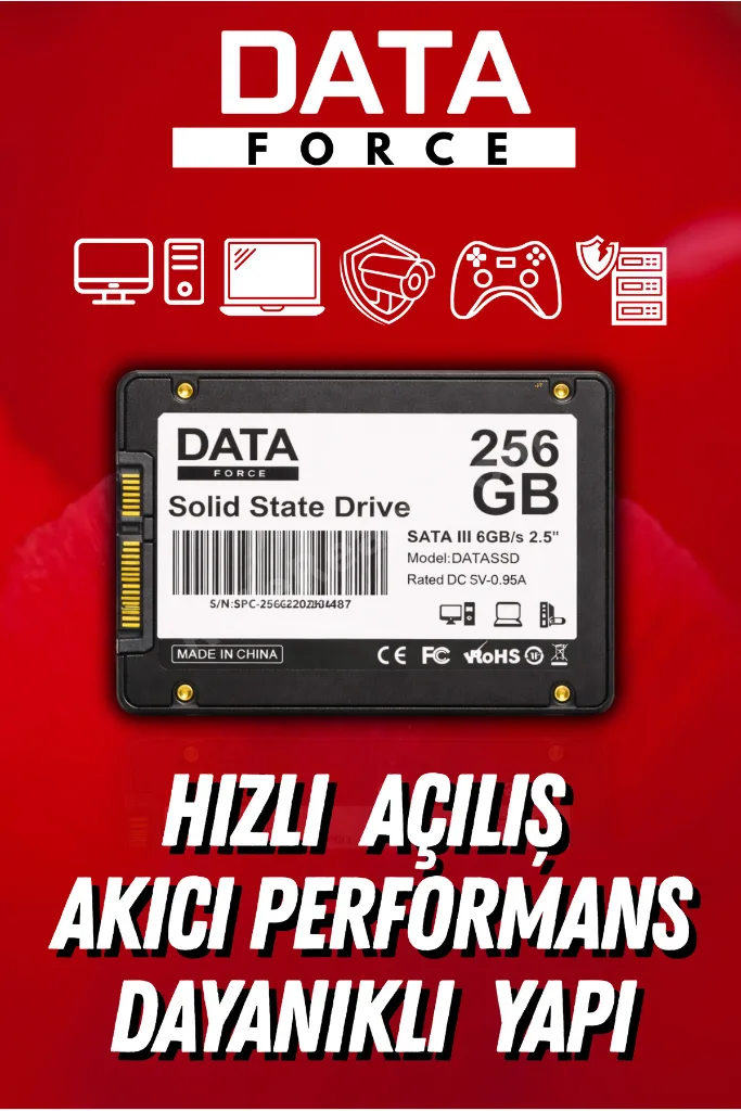 256GB SSD 2.5” SATA III – Hızlı Açılış, Sessiz