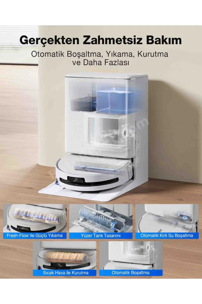 Deebot T90 Omni Robot Süpürge ve Paspas, 30.000PA Güçlü Emiş, Zerotangle 4.0