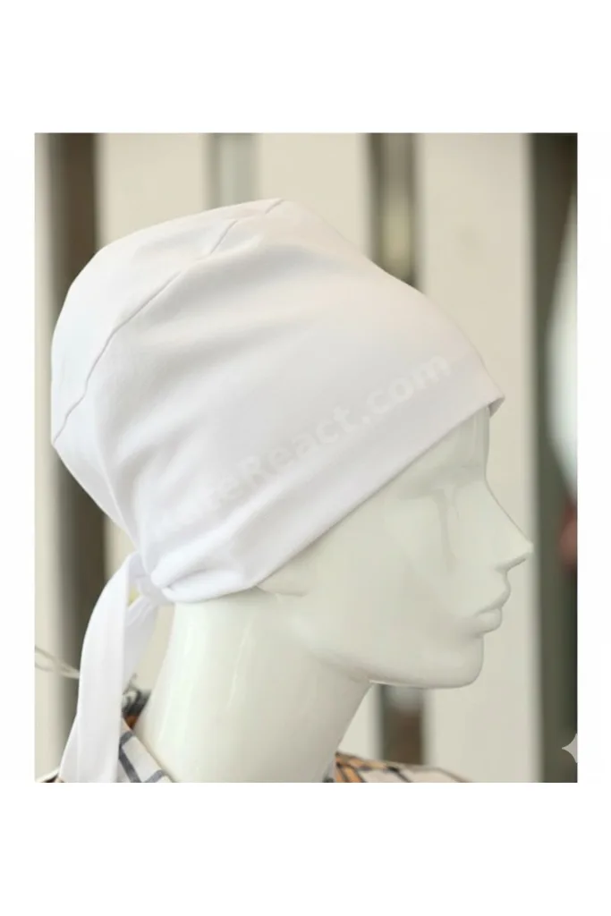 Bağlamalı Tesettür Bone - Bağlamalı Bandana Beyaz 5 Adet