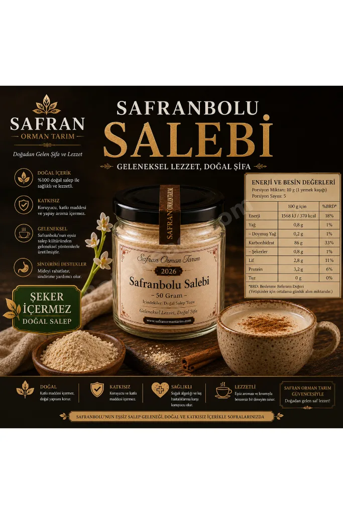 Premium Safranbolu Salebi - %100 Saf Toz Salep - 50 Gram