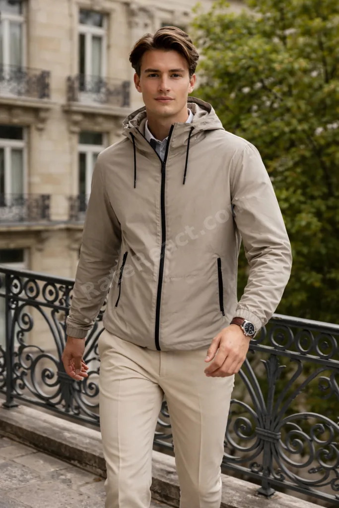 Erkek Günlük Premium Casual Astarlı Kahve Yağmurluk