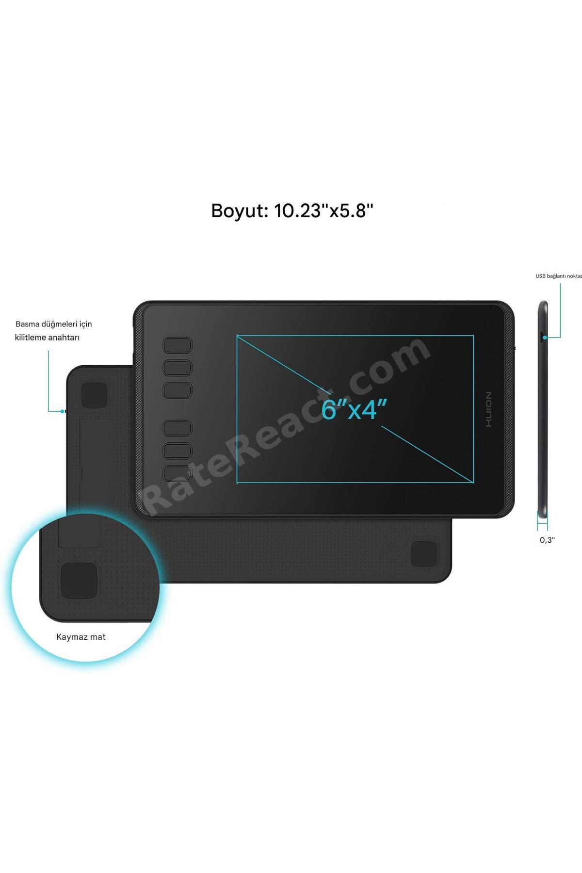 Inspiroy H640p 6.3" X 3.9" 6 Tuş Grafik Tablet Kalem