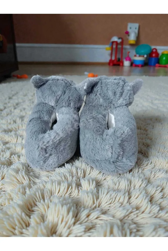 Kedi Panduf Ev Botu Çocuk Tuylu Peluş Yumuşak Kaymaz Tabanlı Hayvan Figürlü
