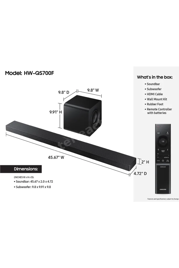 HW-QS700F/TK 345 W Ev Sinema Sistemi SoundBar