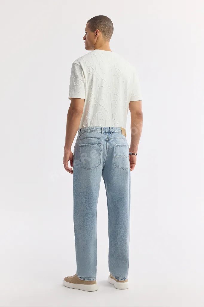 Erkek Açık Mavi %100 Pamuk Tokyo Straight Fit Jean Pantolon A51Y3546