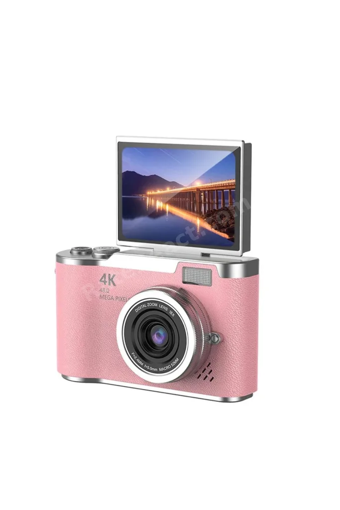 48 MP Vlog Kamera 1080P Video Flip Screen Uzun Pil Ömrü Selfie Kamera