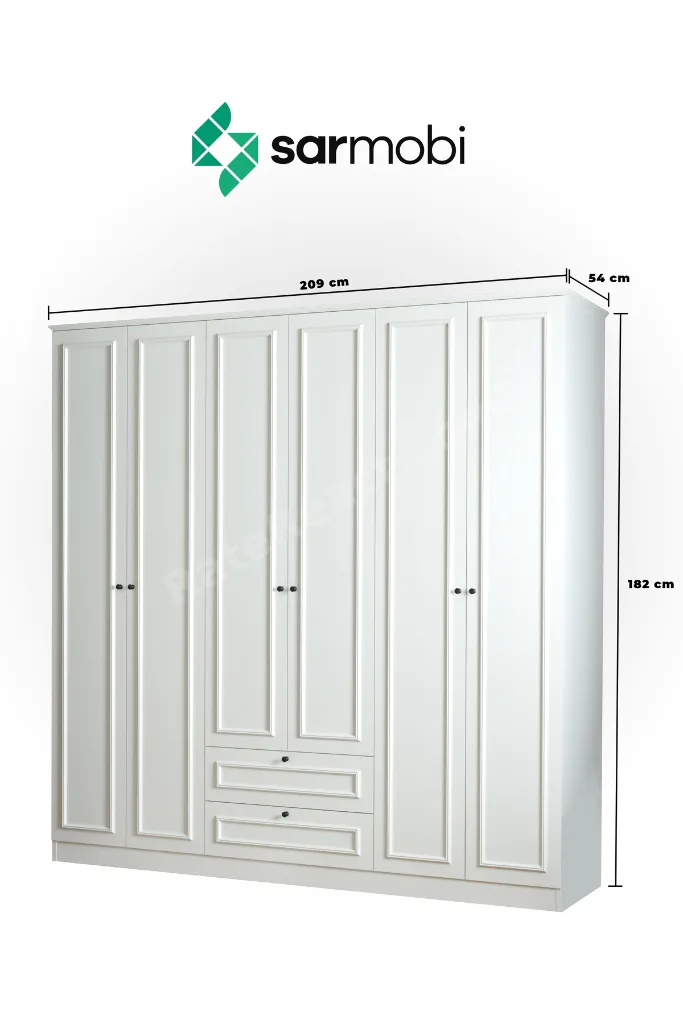 Mira 6 Kapaklı 2 Çekmeceli Gardırop/Dolap 209x182x54 cm Aytaşı – Country Tasarım