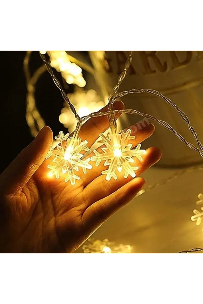 meala kozmetık store 5 metre Led Işıklı 28'li Kar Tanesi Işık Zinciri Dekoratif Pilli Aydınlatm