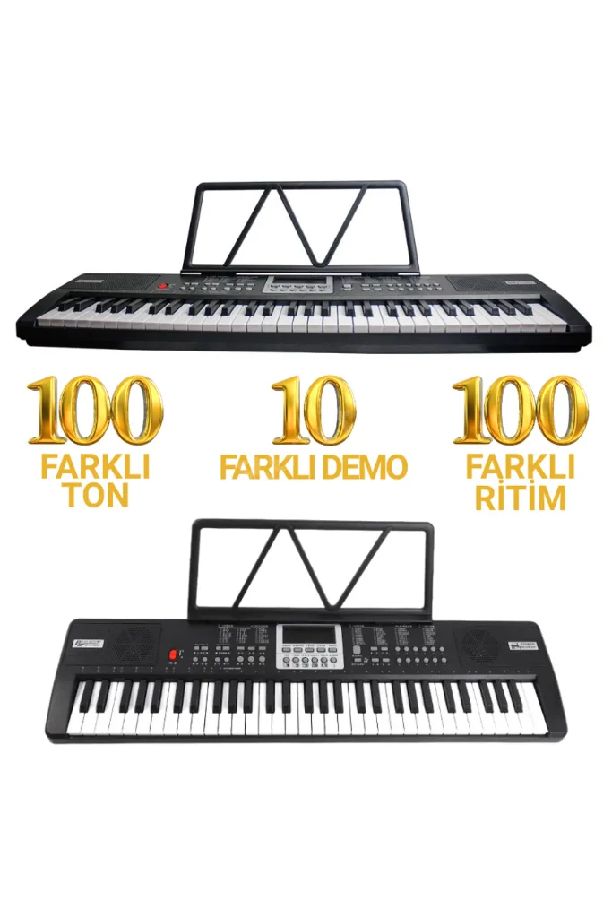 Dijital Piyano 61 Tuşlu Org Taşınabilir Demolu (Hediye Mikrofon Çanta Sticker Adaptör)
