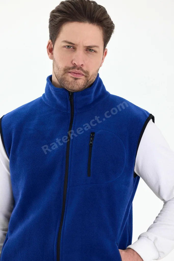 Erkek Tam Fermuarlı Spor Polar Yelek
