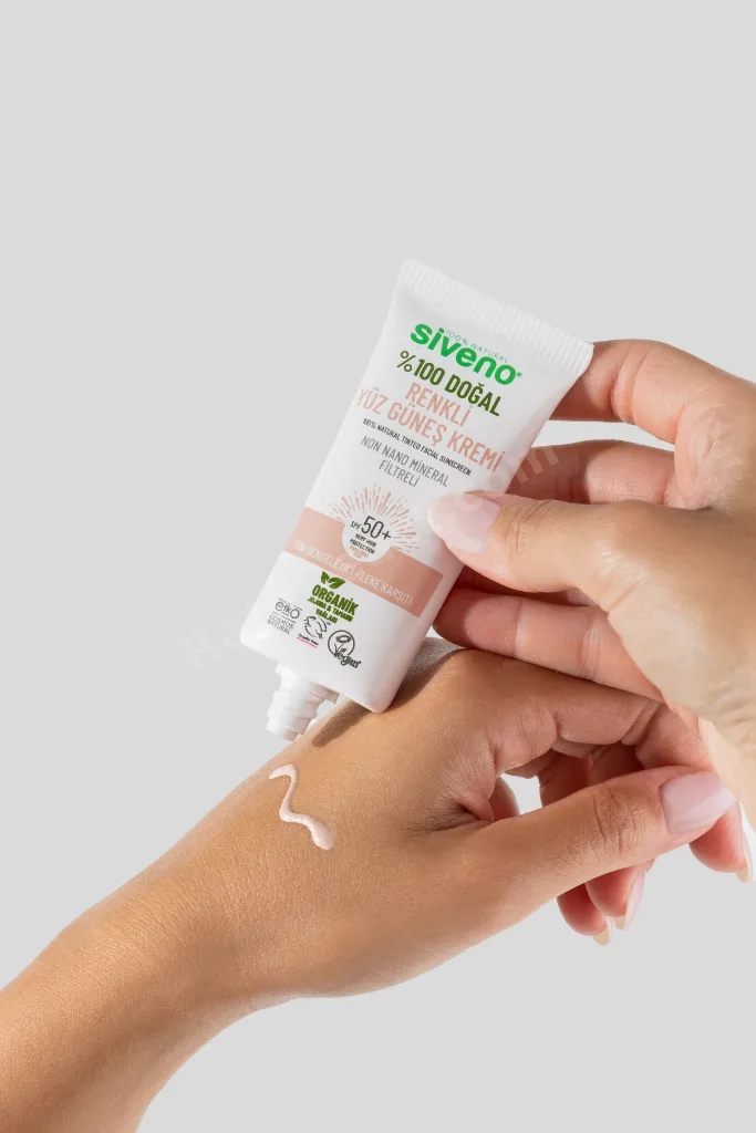 %100 Doğal Yüz Güneş Kremi Renkli Ton Eşitleyici Leke Karşıtı SPF 50+ UVA UVB 30 ml