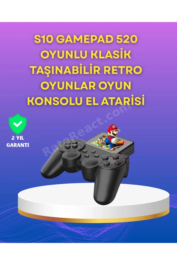 2.4 İnç Ekranlı 500 Oyunlu Taşınabilir Retro Oyun Konsolu, Şarjlı El Tipi Mini