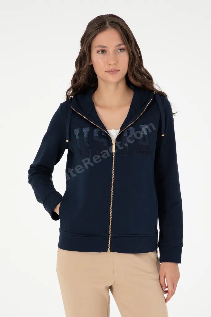 Kadın Lacivert Basic Kapüşonlu Sweatshirt 50289540-VR033