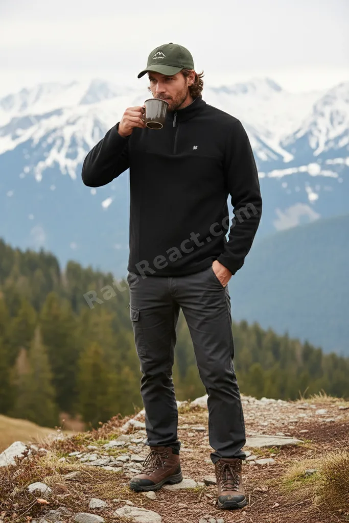 Slim Fit Anti-Pilling Tüylenme Yapmayan Bato Yaka Soğuk Geçirmez Şardonlu Polar Erkek POLAR