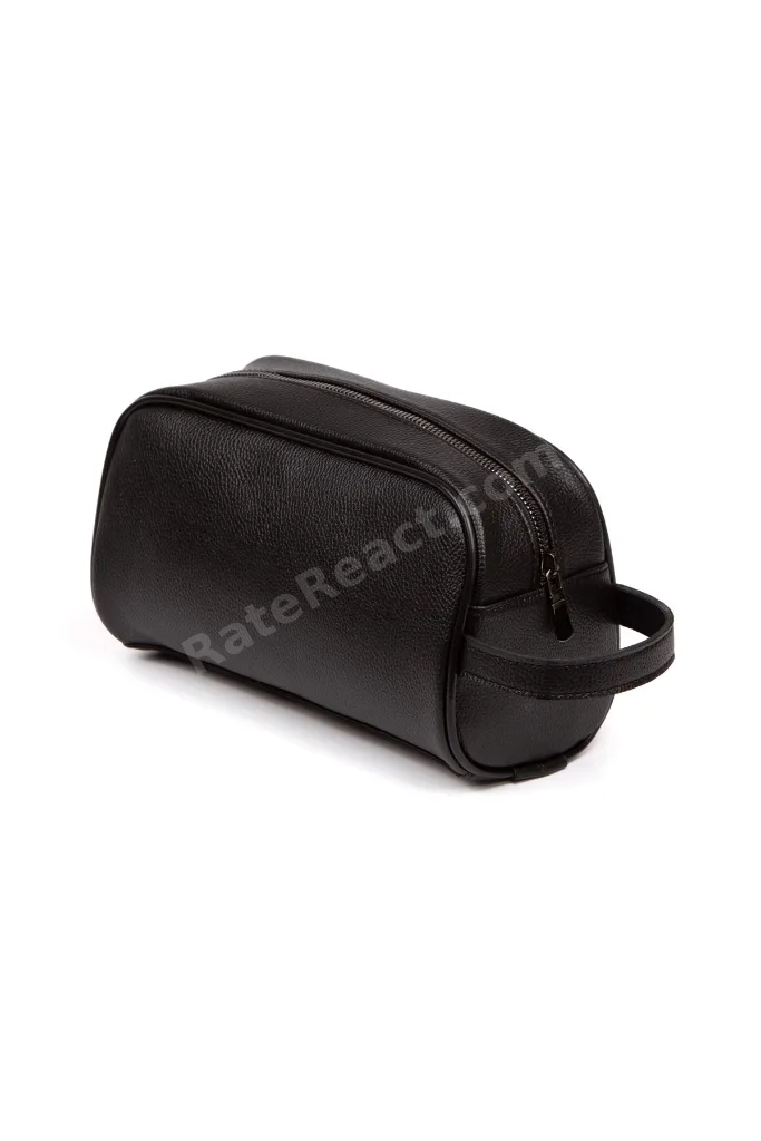 Erkek Deri Portföy Clutch Traş Kozmetik Bakım Ve Günlük El Çantası (14X24CM) - Siyah
