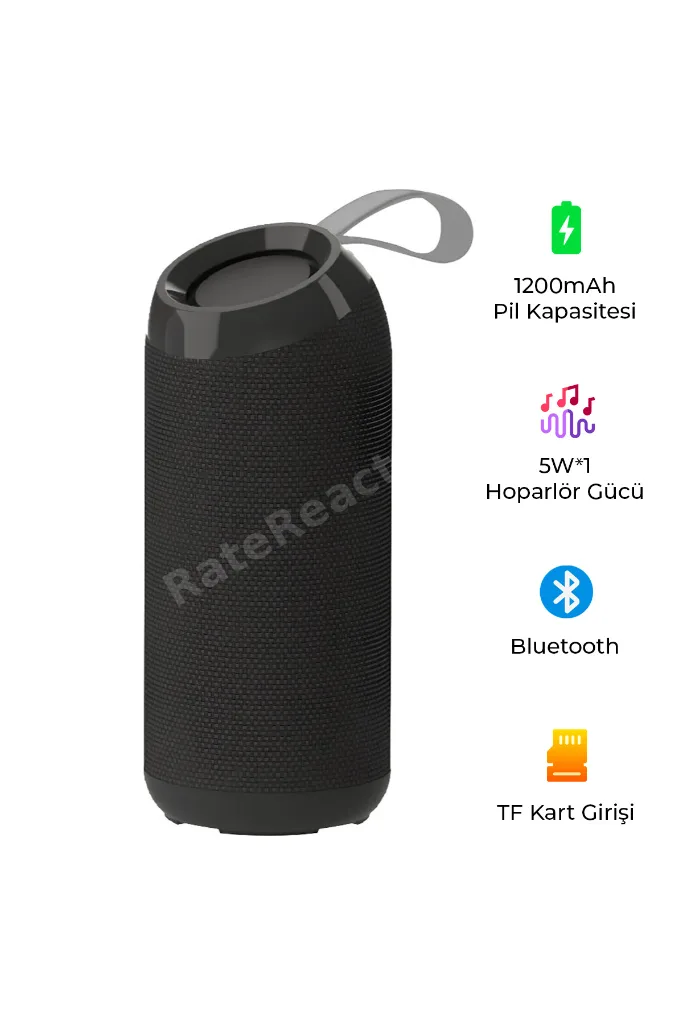 MH-82 Askılı Kablosuz Bluetooth Hoparlör | 5 W, 1200 mAh Batarya, Askı Kordonlu Taşınabilir