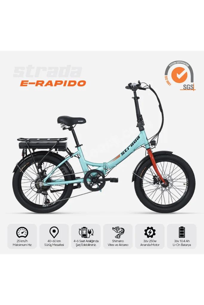 E-Rapido Hidrolik Disk 20 Jant Katlanabilir Elektrikli Bisiklet
