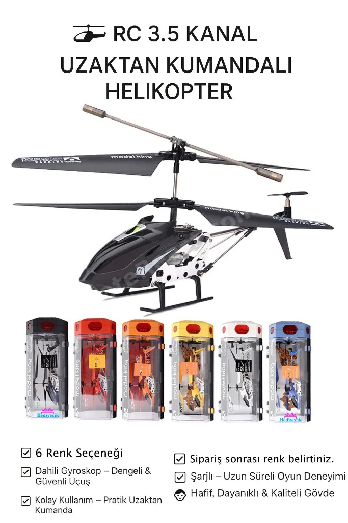 Rc Uzaktan Kumandalı Helikopter 3.5 Kanal Gyro Teknolojili PVC Kutulu Şarjlı 23 Cm