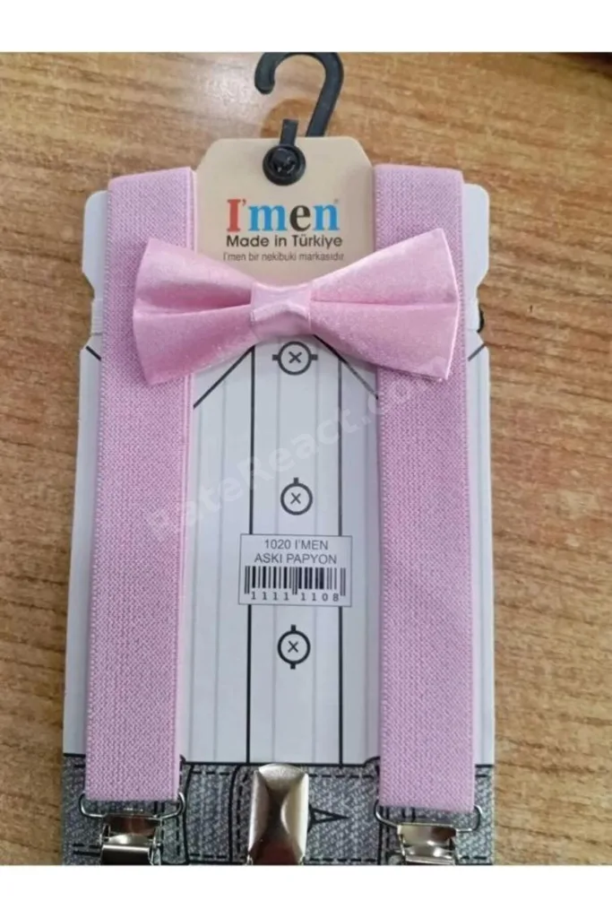 Pembe 1-9 Yaş Pantolon Askı Papyon Seti