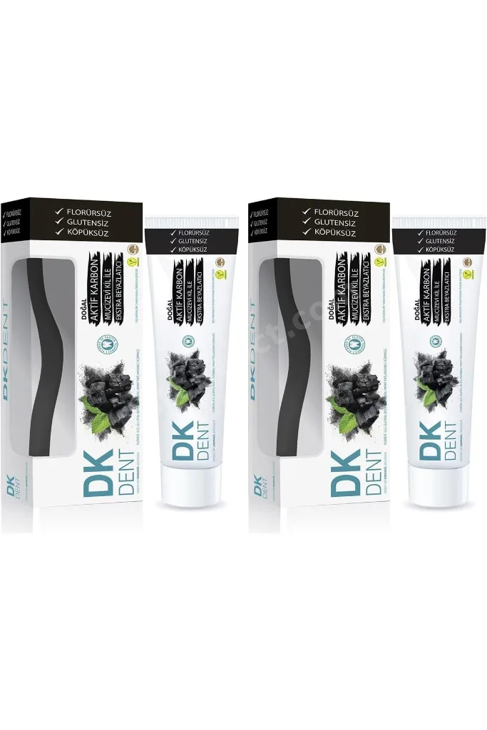 TTKTEKNOLOJİ DKDENT Vegan Aktif Karbonlu Florürsüz Diş Macunu 75 ml Diş Fırçası Hediyeli 2li paket T