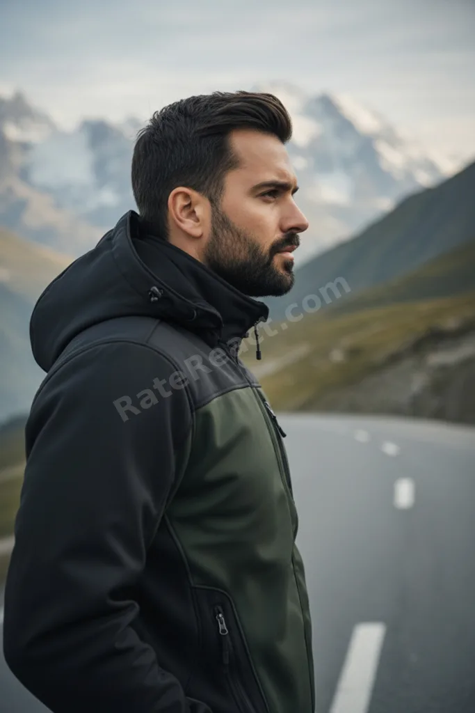 Siyah Haki Renk Softshell Sök Tak Kapüşonlu Kışlık Polarlı Mont Ceket