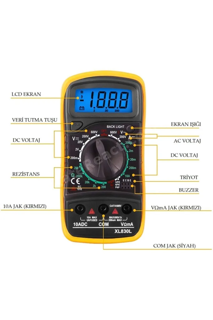 Xl830l Dijital Multimetre Led Ekranlı Avometre Mini Ölçü Aleti