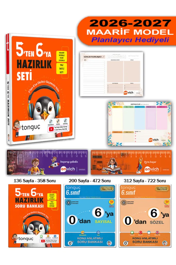 6. Sınıf 5 Ten 6 Ya Hazırlık Yaz Tatili Tekrar Seti 3 Kitap Hediyeli