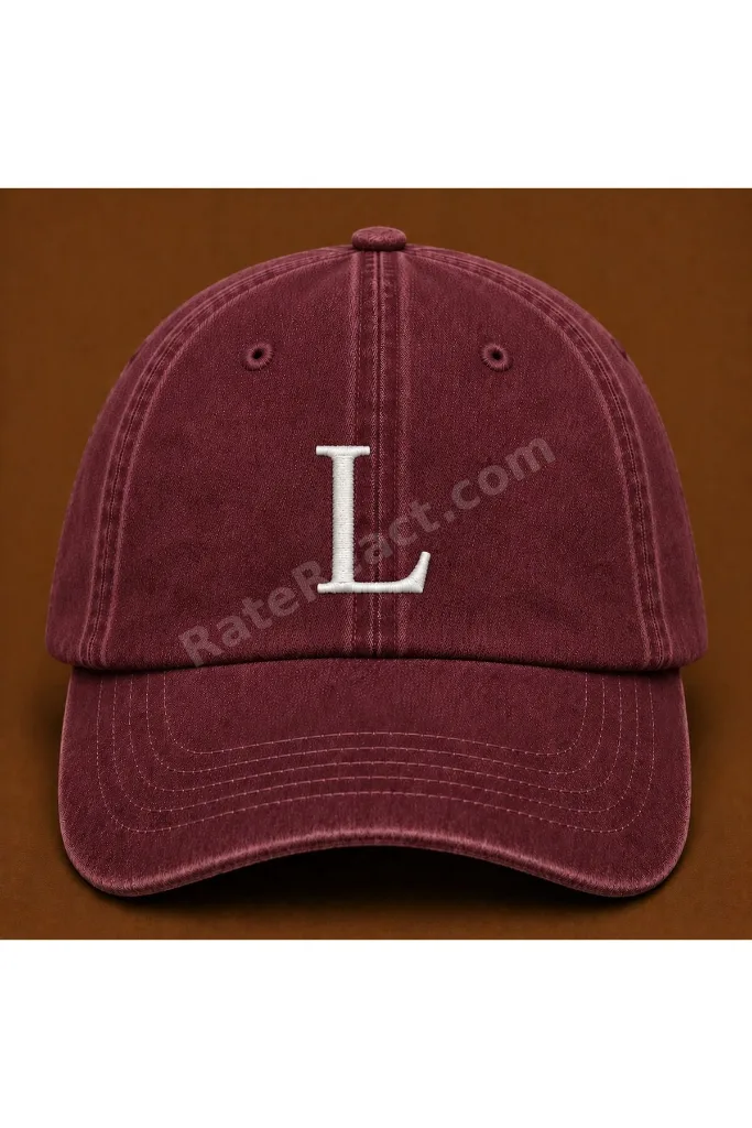 "L" Harfi İsimlere Özel Tasarım Nakışlı Vintage Yıkamalı Beyzbol Şapkası