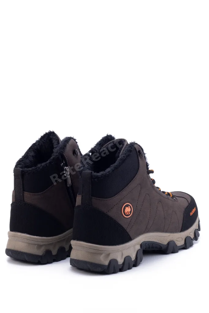 Kahverengi Unisex Outdoor Bot Ayakkabı Kışlık Dayanıklı Kaymaz Taban Bağcıklı 4054u