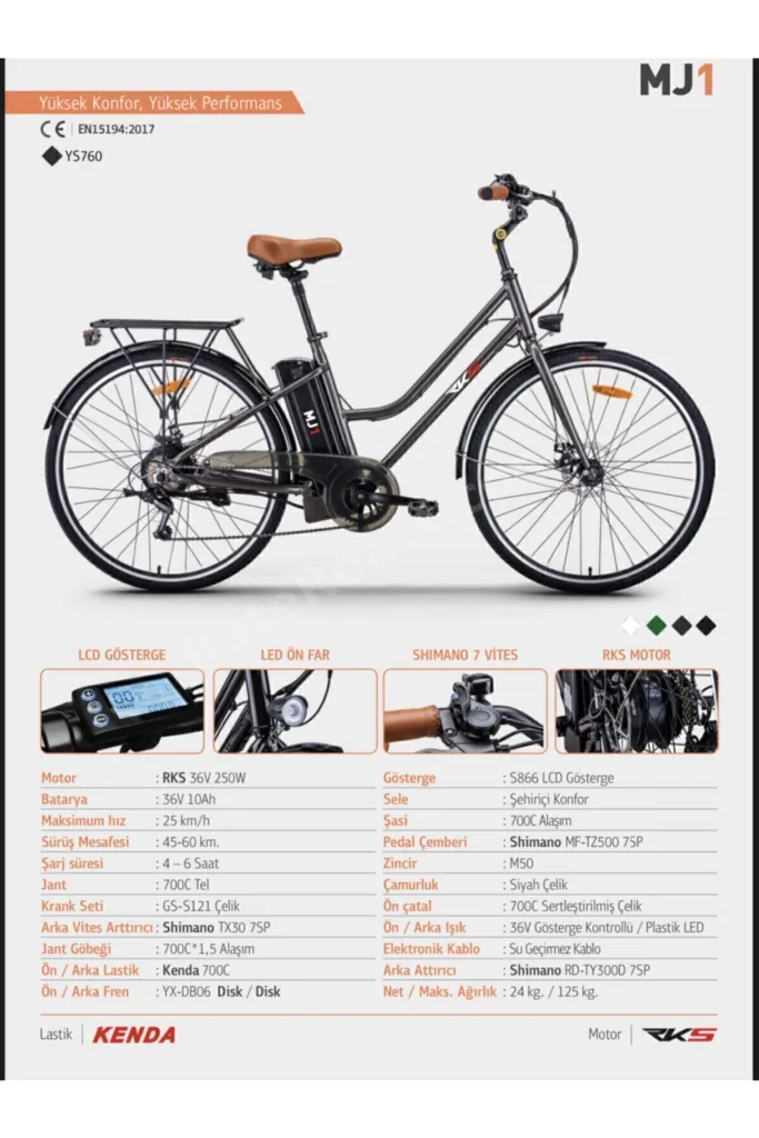 Rks Mj1 Elektrikli Bisiklet - Gri
