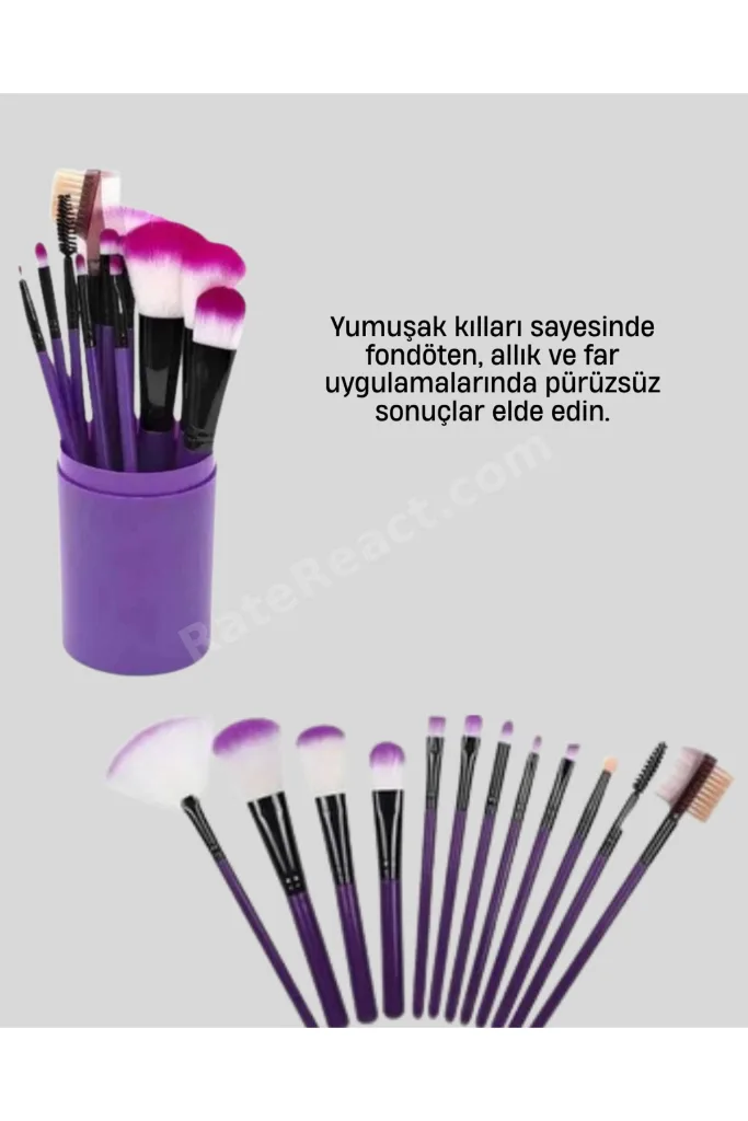 Kusursuz Makyaj İçin 12 Parça Profesyonel Fırça Seti Taşınabilir Kutu Hediyeli